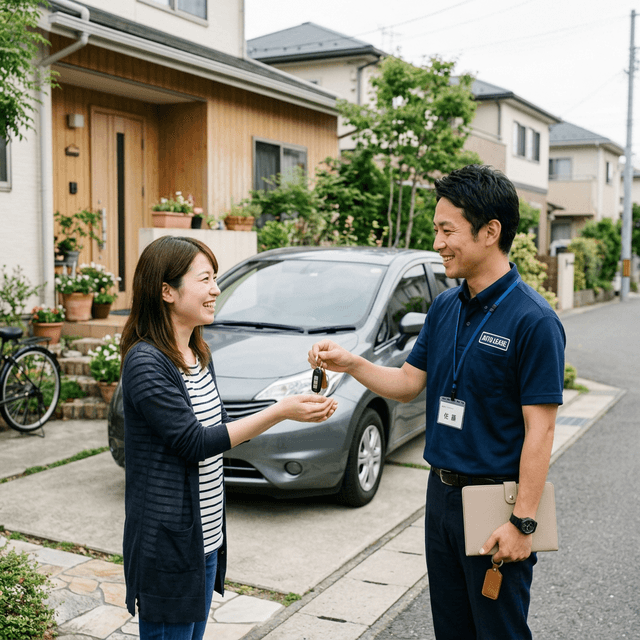 書類の説明をするスタッフ